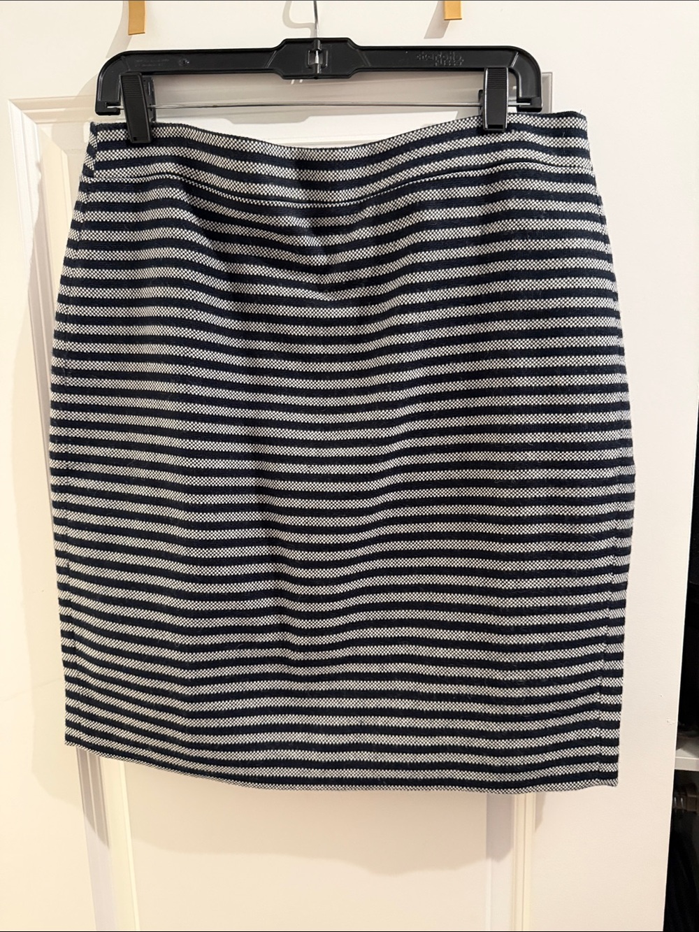 J. Crew Navy and White Striped Pencil Skirt